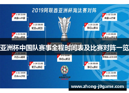 亚洲杯中国队赛事全程时间表及比赛对阵一览